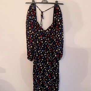 Reformation Black Polka Dot Midi Dress